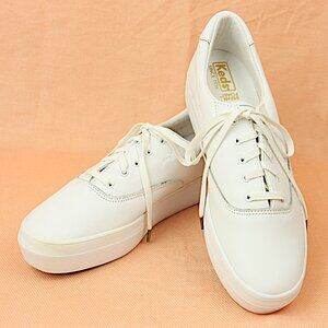 Keds Dream Foam White Leather Lace Up Low Top Thick Sole Sneakers Trainers 9